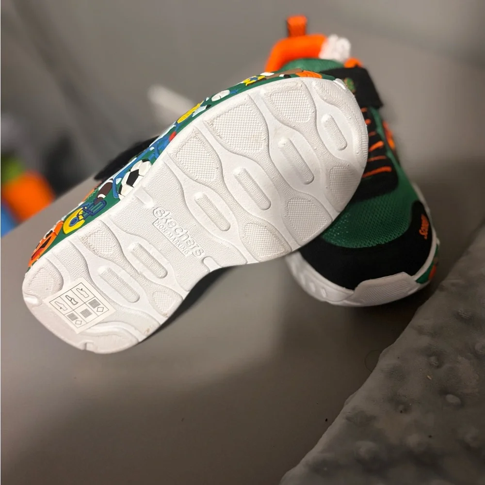 Skechers Kids Green & Orange 'Score!' Hook-and-Loop Sneakers
